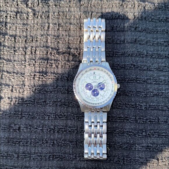 Vellaccio silver Chronograph Watch Blue Accents - Picture 1 of 5